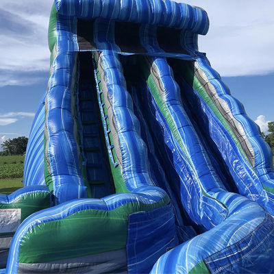 Außen-Wasserpark riesige Wellenform aufblasbare Trockenslide mit Doppelslide in blauem PVC