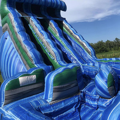 Außen-Wasserpark riesige Wellenform aufblasbare Trockenslide mit Doppelslide in blauem PVC