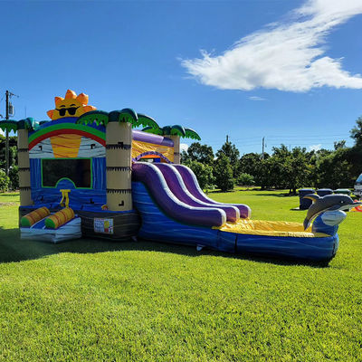 Unisex 27FT gewerbliche PVC-Sonnenburg mit Schiebe aufblasbares Sprungschloss und Dual Lane Pool