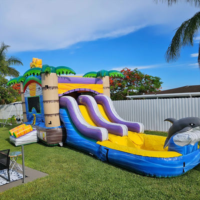 Unisex 27FT gewerbliche PVC-Sonnenburg mit Schiebe aufblasbares Sprungschloss und Dual Lane Pool