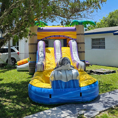 Unisex 27FT gewerbliche PVC-Sonnenburg mit Schiebe aufblasbares Sprungschloss und Dual Lane Pool