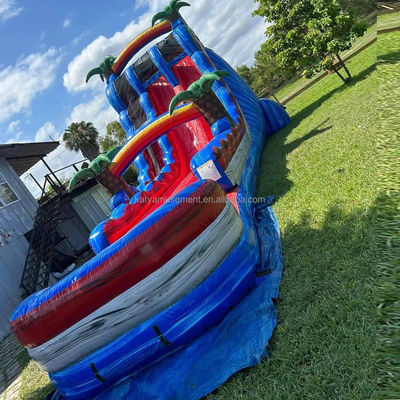 Erweiterte Doppelslide Rot Spannende Aufblasbare Combo Sprungburg für den Wasserpark