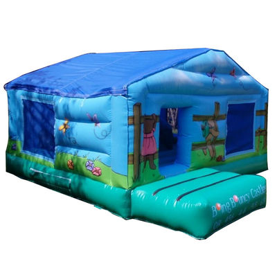 Kommerzielle Kinder-Picknick-Trampolin mit blau aufblasbarem Sprungschloss und Ballpit