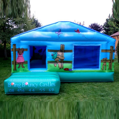 Kommerzielle Kinder-Picknick-Trampolin mit blau aufblasbarem Sprungschloss und Ballpit
