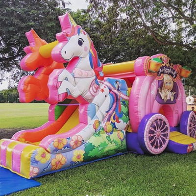 Versandweg See Air Express Regenbogen Einhorn Aufblasbare Sprungbouncer mit Rutsche
