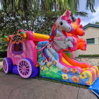 Versandweg See Air Express Regenbogen Einhorn Aufblasbare Sprungbouncer mit Rutsche