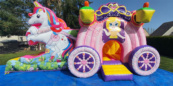 Versandweg See Air Express Regenbogen Einhorn Aufblasbare Sprungbouncer mit Rutsche