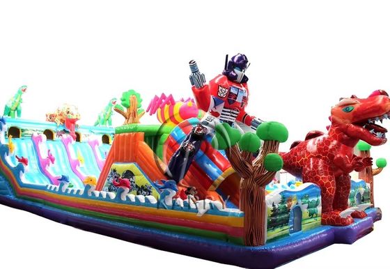 Unisex Kinder aufblasbare Spaß Stadt Dino Thema Sprunghaus Rutsche für Partyevents