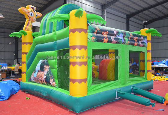 Wild Jungle Safari aufblasbare Springburg kundenspezifische Farbe Sprunghaus mit Rutsche