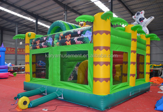 Wild Jungle Safari aufblasbare Springburg kundenspezifische Farbe Sprunghaus mit Rutsche