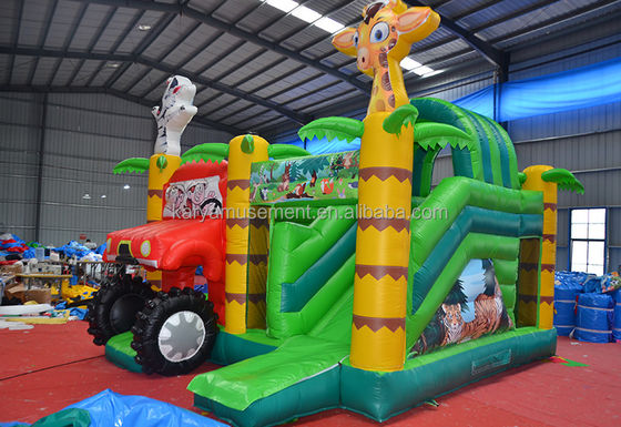 Wild Jungle Safari aufblasbare Springburg kundenspezifische Farbe Sprunghaus mit Rutsche