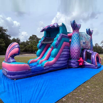 Farbenfrohe Meerjungfrau aufblasbare Sprungburg mit Wasserrutsche und Pool Party Miete
