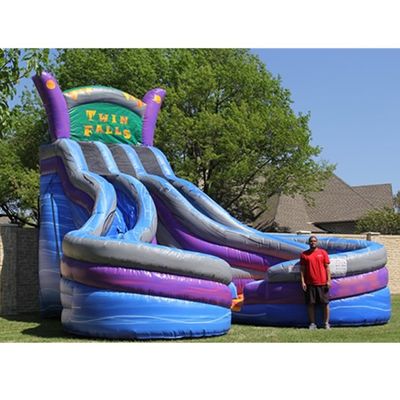 Hinterhof Spaß Große aufblasbare Wasserrutsche mit zwei Fahrbahnen Nassschleifer und 0,55 mm Platon PVC