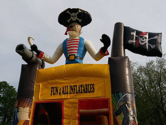 Outdoor-Spiel Piraten-Thema aufblasbares Sprunghaus mit Trockenrutsche