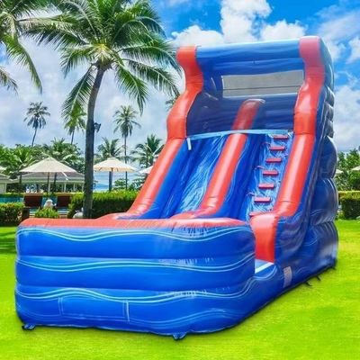 Outdoor-Spielzeug für Kinder Aufblasbare Wasserrutsche mit Schwimmbad und Digitaldruck