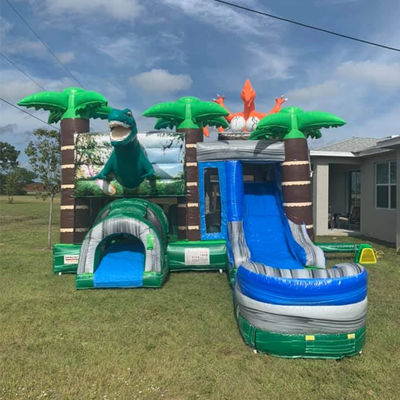 Jurassic Dinosaurs Park aufblasbares Joy-Sprunghaus mit Rutsche und abnehmbarem PVC-Pool