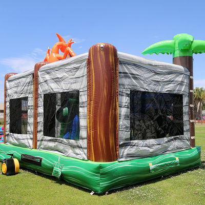 Jurassic Dinosaurs Park aufblasbares Joy-Sprunghaus mit Rutsche und abnehmbarem PVC-Pool