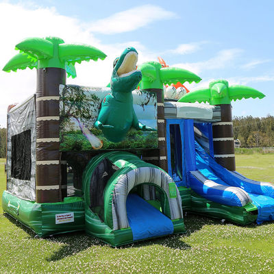 Jurassic Dinosaurs Park aufblasbares Joy-Sprunghaus mit Rutsche und abnehmbarem PVC-Pool
