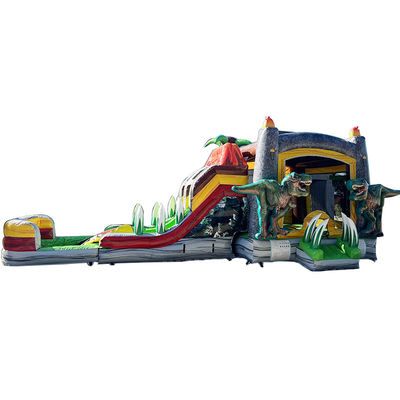 Jurassic Dinosaurs kommerzielles PVC aufblasbares Sprunghaus mit Schieberegler mit Blaser