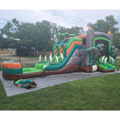 Jurassic Dinosaurs kommerzielles PVC aufblasbares Sprunghaus mit Schieberegler mit Blaser