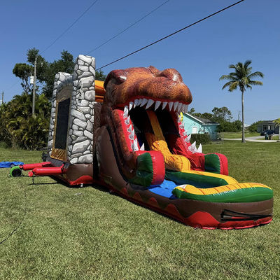 Party-Vermietungen Muss-Have-Anpassung Akzeptiert Jurassic Dinosaur Thema kommerzielles PVC aufblasbares Sprunghaus mit Rutsche