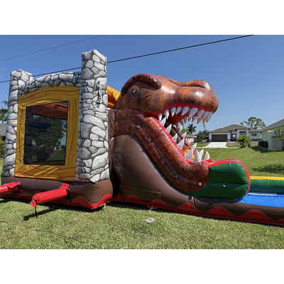 Party-Vermietungen Muss-Have-Anpassung Akzeptiert Jurassic Dinosaur Thema kommerzielles PVC aufblasbares Sprunghaus mit Rutsche