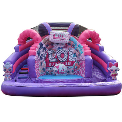 Unisex Wohnraum aufblasbarer Cartoon LOL Nasse/Trockne Wasserrutsche mit Pool und Schloss