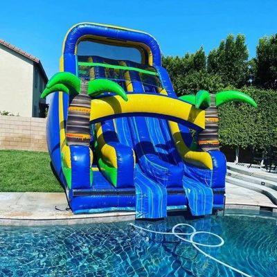 Indoor Doppelschichtverstärkte PVC-Palmbaum aufblasbare Doppelslide Wasserrutsche mit Pool für Kinder und Erwachsene