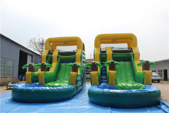 Indoor Doppelschichtverstärkte PVC-Palmbaum aufblasbare Doppelslide Wasserrutsche mit Pool für Kinder und Erwachsene