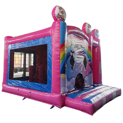 Kinder aufblasbare Spielzeuge Springende Burg Party Springen Regenbogen Einhorn Thema mit Trockenrutsche