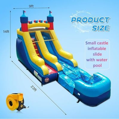 Wasserbecken Schloss Stil Aufblasbare Sprunghafte Fancy lange Wasserrutsche für Kinder und Erwachsene