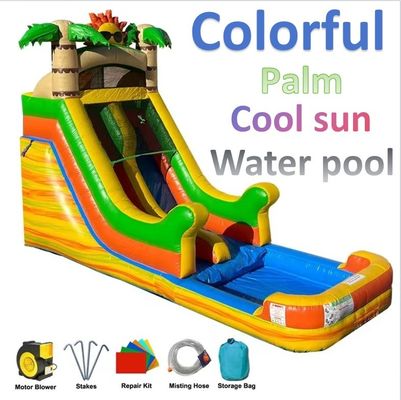Ein Muss für 2-4-Jährige Aufblasbare Kletterwand Wasserrutsche mit Pool und Sonne