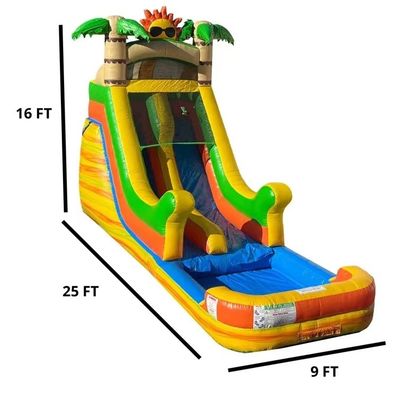 Ein Muss für 2-4-Jährige Aufblasbare Kletterwand Wasserrutsche mit Pool und Sonne