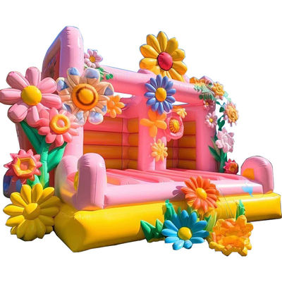 PORTABLE Attraktiv Hochzeit Aufblastrampoline 2024 Schloss mit dekorativen Blumen