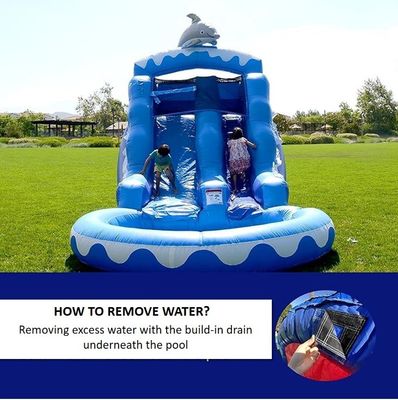 Graue kleine Wal aufblasbare Wasserrutsche mit Wasserpool und Blaser