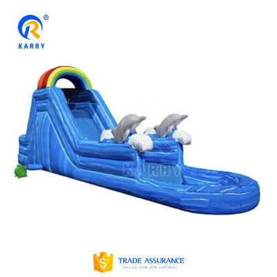 Graue kleine Wal aufblasbare Wasserrutsche mit Wasserpool und Blaser