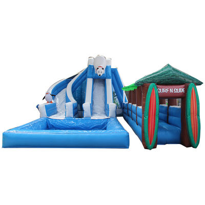 Park Polar Bear-Serie aufblasbare Wasserrutsche mit Schwimmbad aus Oxford-Stoff