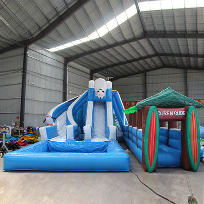 Park Polar Bear-Serie aufblasbare Wasserrutsche mit Schwimmbad aus Oxford-Stoff