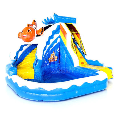 Park Polar Bear-Serie aufblasbare Wasserrutsche mit Schwimmbad aus Oxford-Stoff