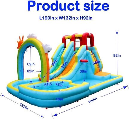 Regenbogen-Wasservorhang und Felsklettern aufblasbares Wasser Doppelslide-Park-Spiel für Kinder