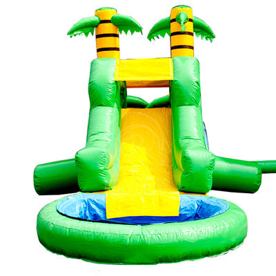 25ft aufblasbare Wasserrutsche mit Wasserbecken und Palmbaummuster Großes Sprunghaus