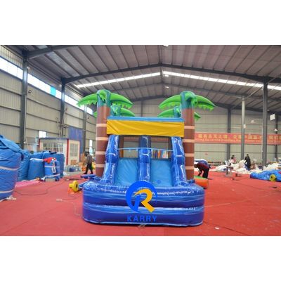 8x4m benutzerdefiniertes aufblasbares Kokospalmbäume-Sprunghaus mit Rutsche und Pool-Combine
