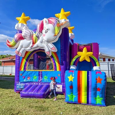 Customized Farbe Einhorn Sprungburg Aufblasbares Sprunghaus für Jumping-Spiele für Kinder