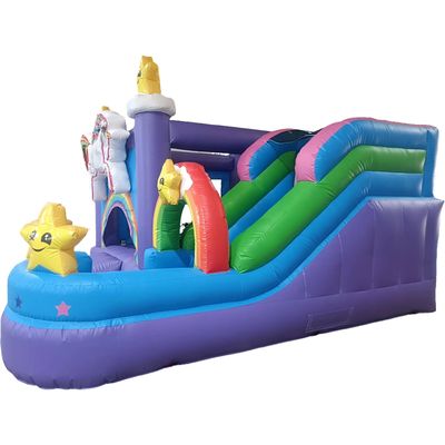 8-13 Jahre Altersbereich aufblasbares Sprunghaus mit Rutsche und Regenbogenpferd Design