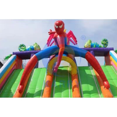 Commercial Spiderman Sprunghaus Hindernis Combo Schloss aufblasbarer Sprunghalter Wasserrutsche