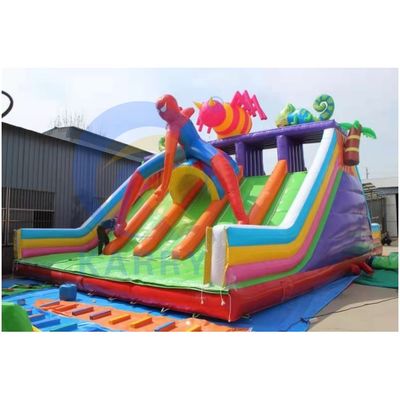 Commercial Spiderman Sprunghaus Hindernis Combo Schloss aufblasbarer Sprunghalter Wasserrutsche