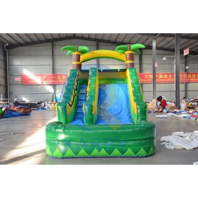 6*3 Optional Größen Spaß Grüne Palme aufblasbare Wasserrutsche Combo Sprunghaus mit Pool