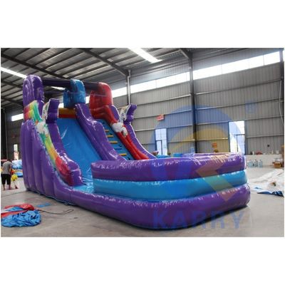 OEM akzeptiert Mini-Einhorn PVC aufblasbare Wasserrutsche mit Pool und Schaukeln
