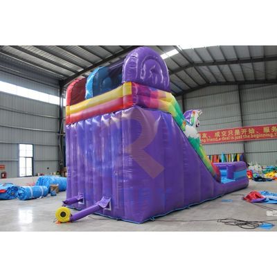 OEM akzeptiert Mini-Einhorn PVC aufblasbare Wasserrutsche mit Pool und Schaukeln