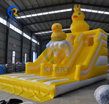 Unisex Kleine gelbe Ente Thema Springende Burg Doppelslide für Kinderpark